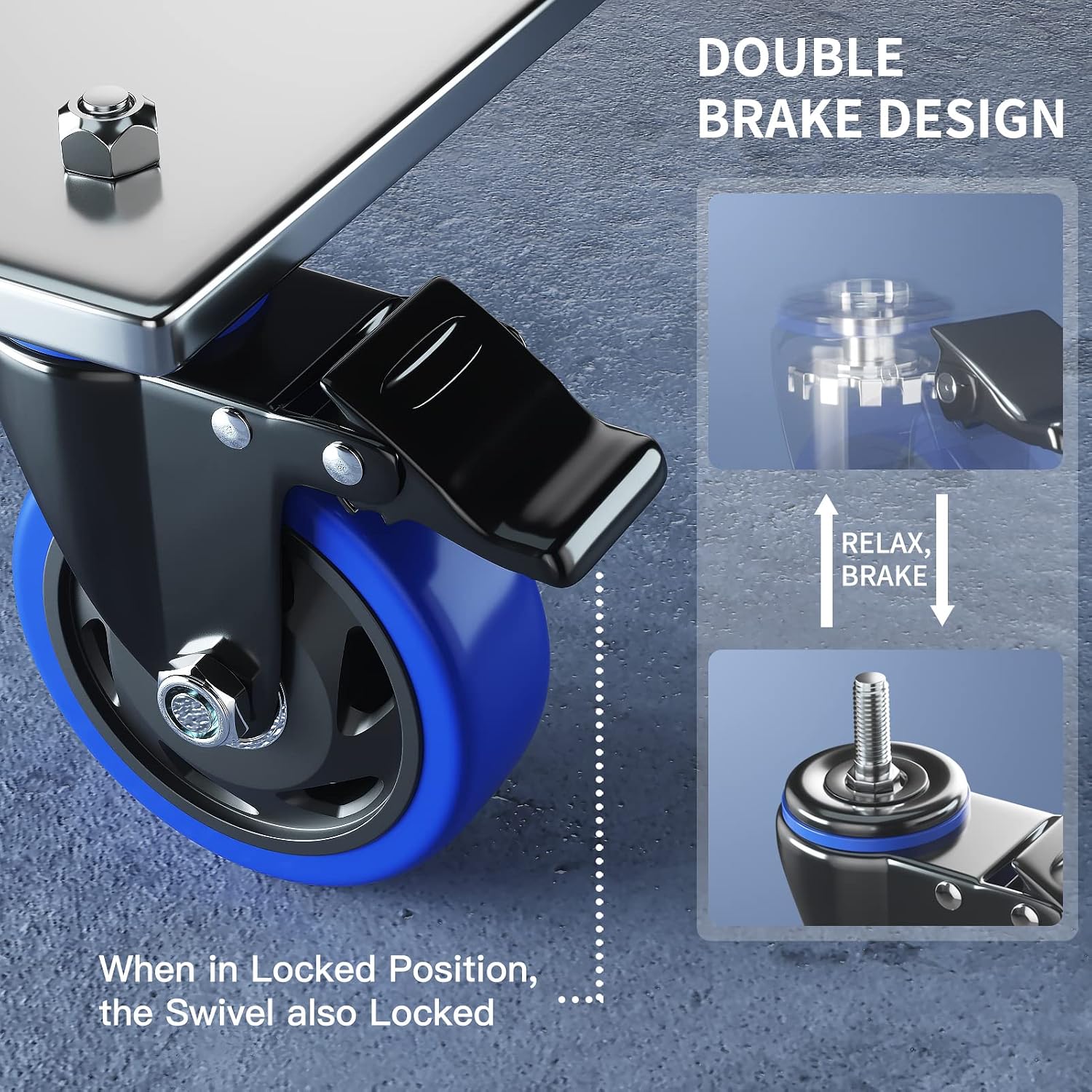Heavy‑Duty Threaded Stem Caster Wheels Set