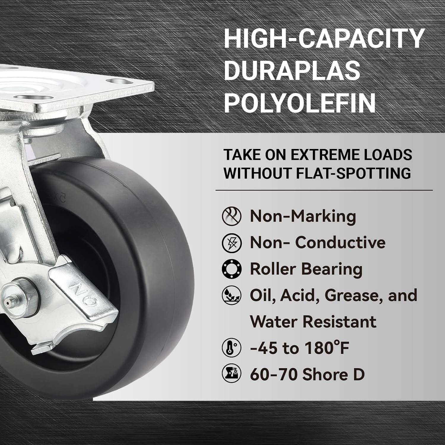 Heavy‑Duty Swivel Caster Wheels With Brake