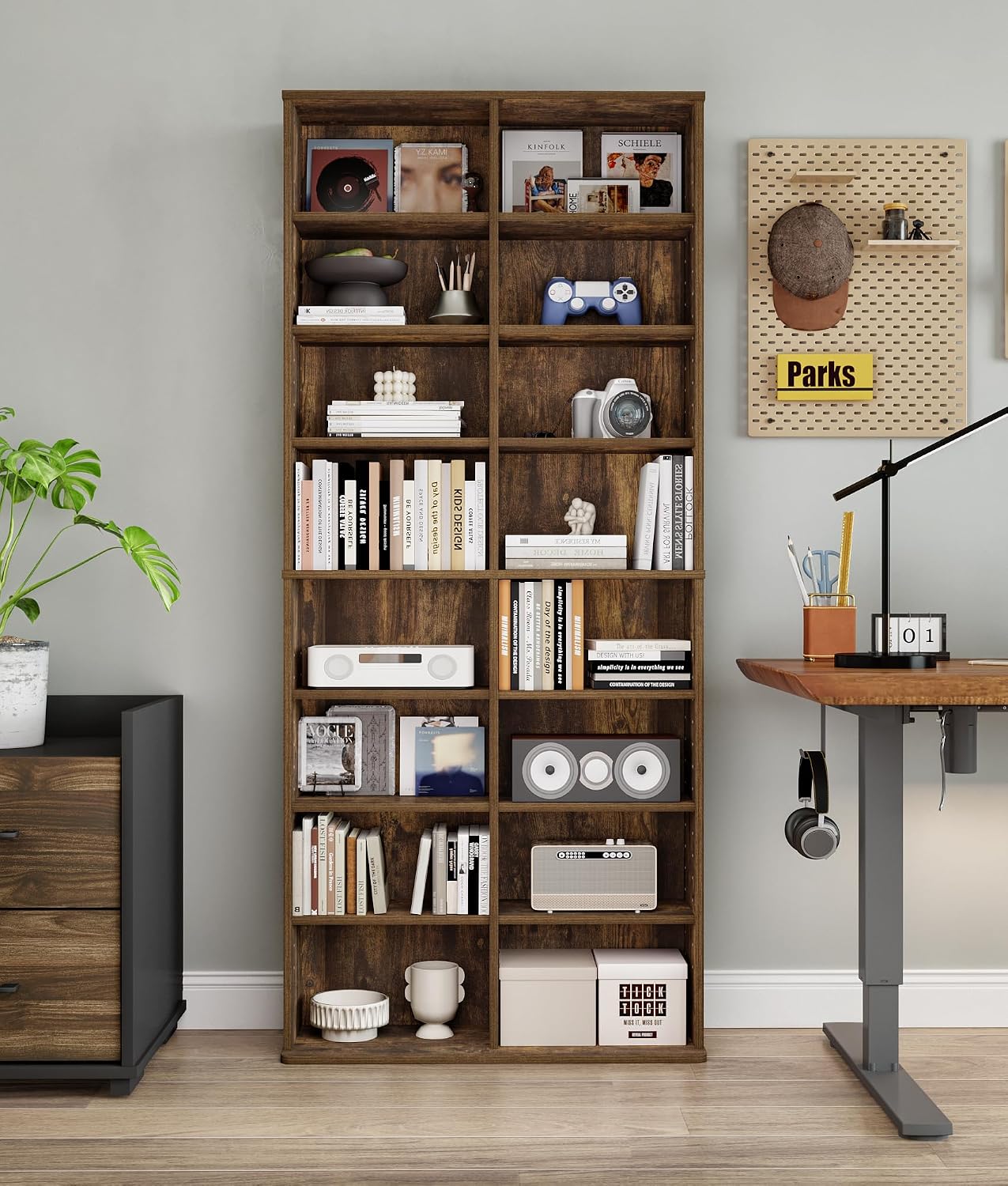 16‑Tier Adjustable Multimedia Storage Cabinet