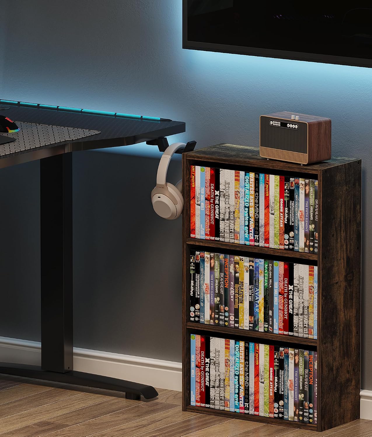3‑Tier Freestanding Media Storage Tower Organizer