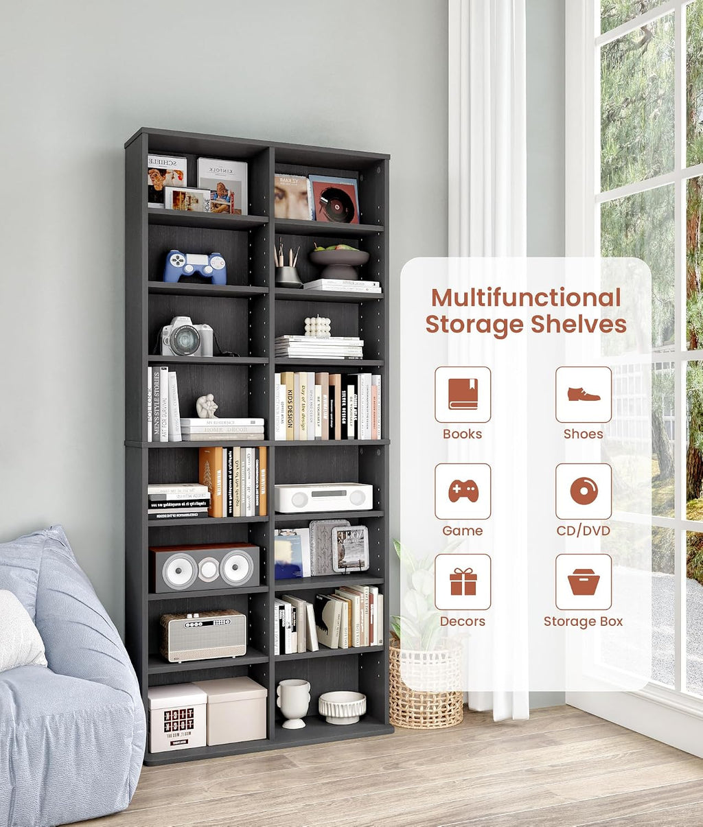 16‑Tier Adjustable Media Storage Tower Organizer