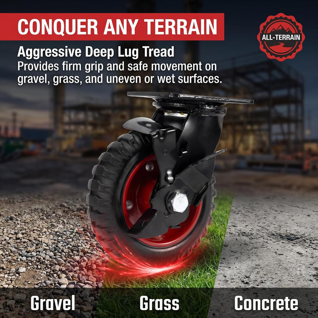 Outdoor Heavy‑Duty Swivel Caster Wheels With Brake