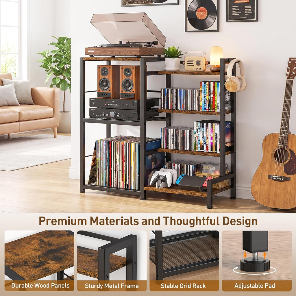 7‑Tier Rustic Media Storage Tower Organizer