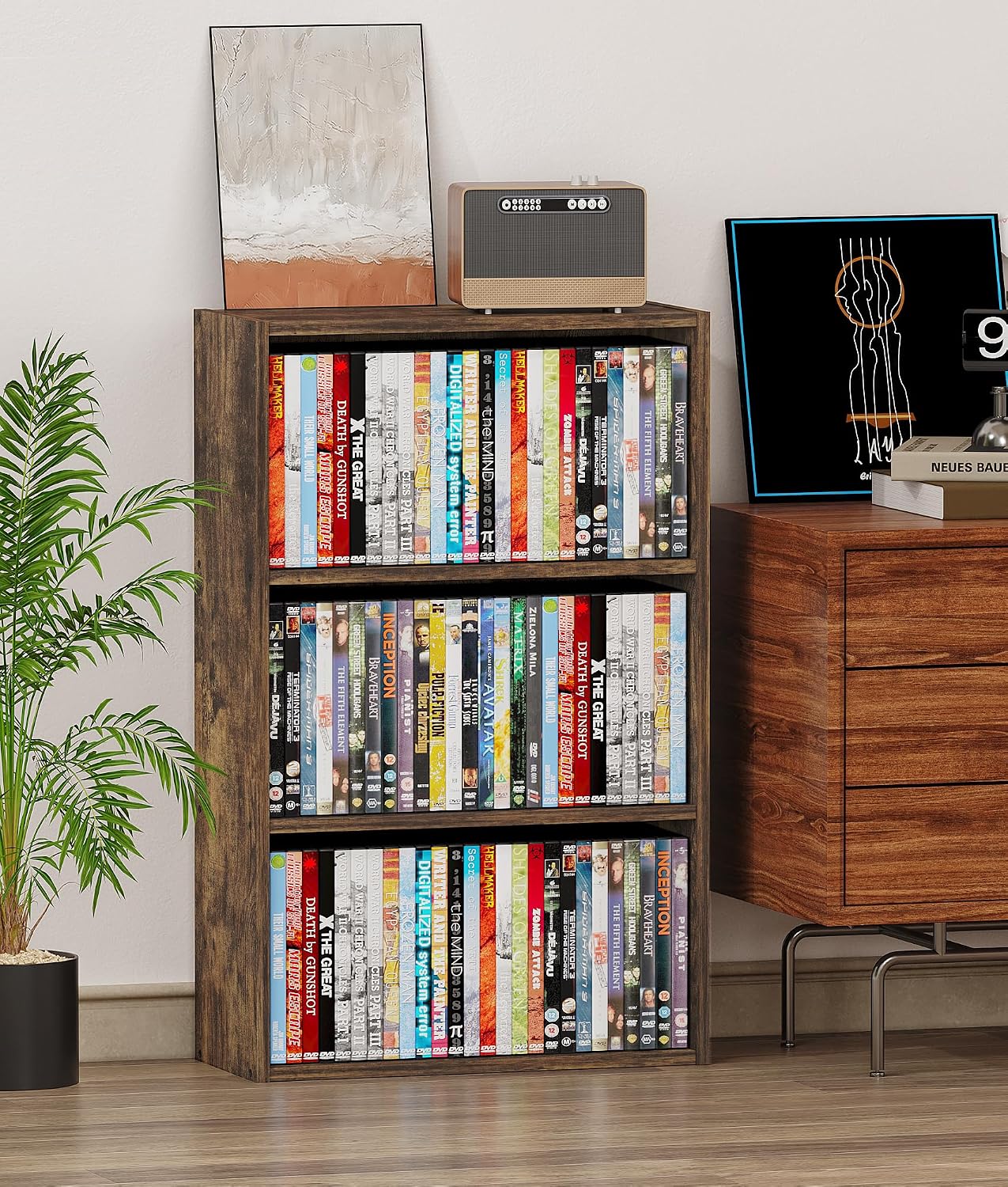 3‑Tier Freestanding Media Storage Tower Organizer