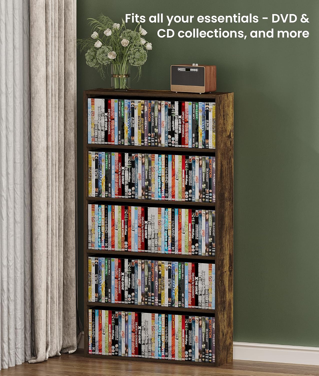 5‑Tier Freestanding Media Storage Tower Organizer