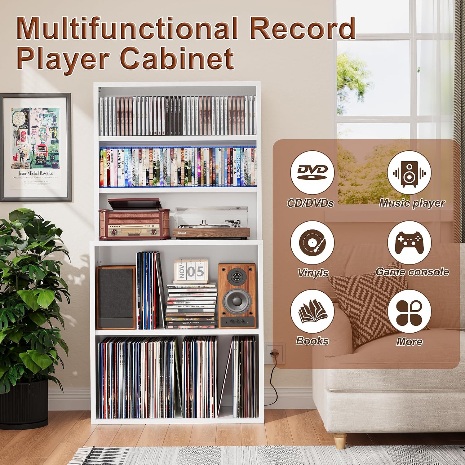 5‑Tier Multimedia Media Storage Tower